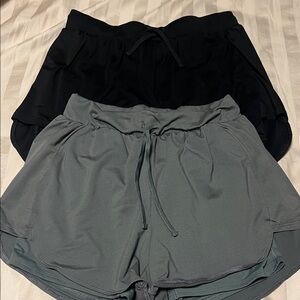 Women's Black and Green Shorts